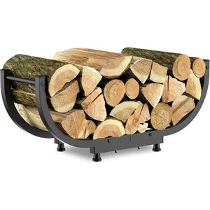 Firewood Rack Outdoor, 29 inch, Indoor Firewood Storage Holder, Log Holders for Firewood, Black