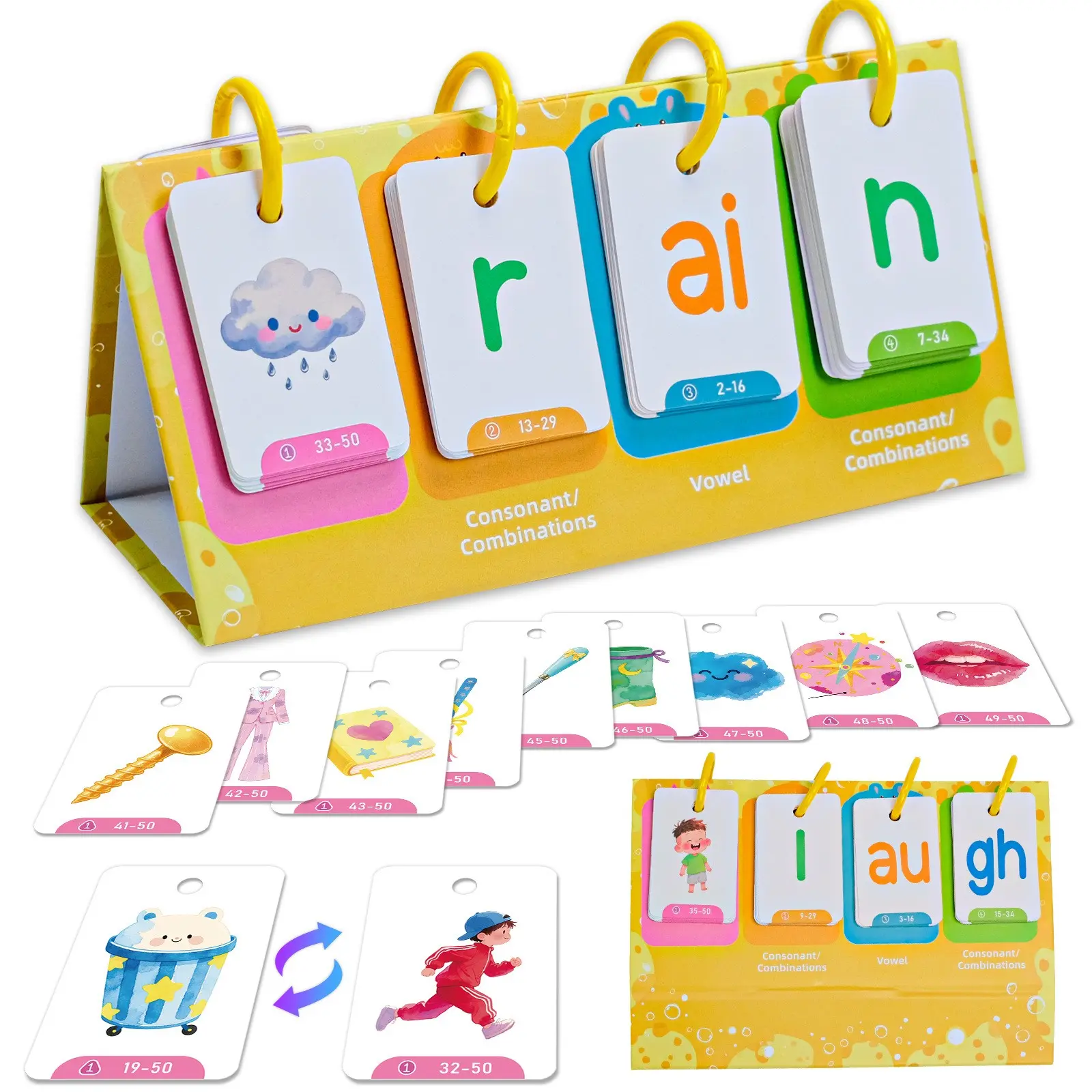 Phonics Flash Cards for Kids, Learn to Read Cvc & Sight Words, Educational Toy for Early Literacy Development
