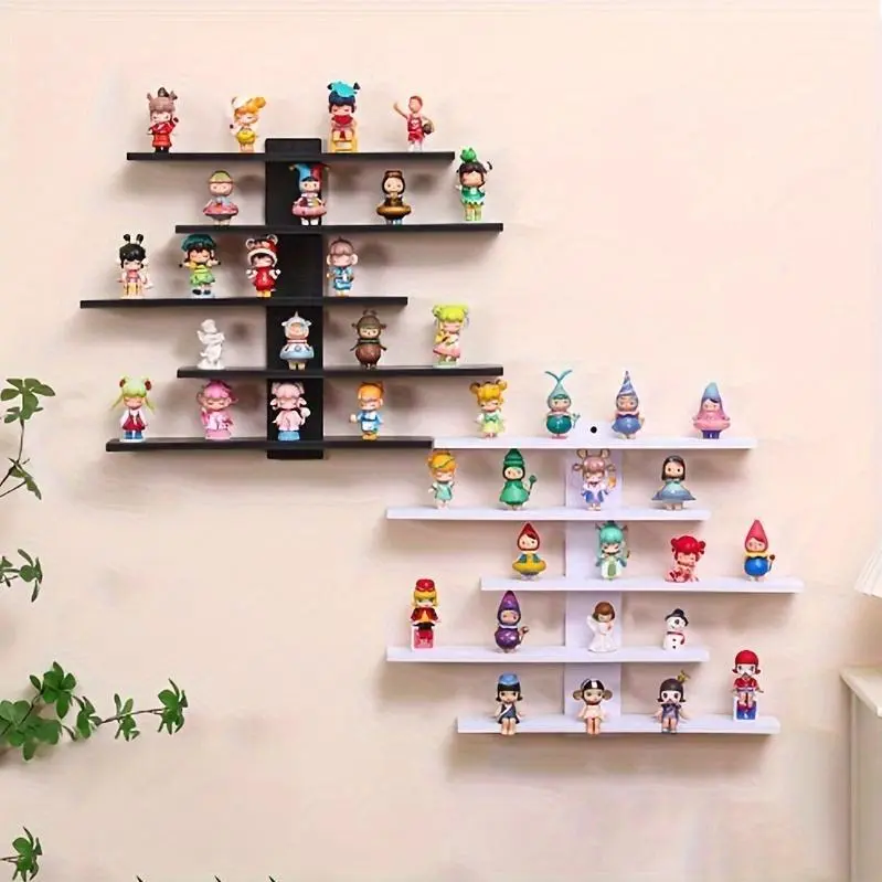 5-Tier Adjustable Wall-Mounted Fiberboard Floating Shelves, Modern Decorative Display Storage Rack for Collectors, Ideal Holiday Gift