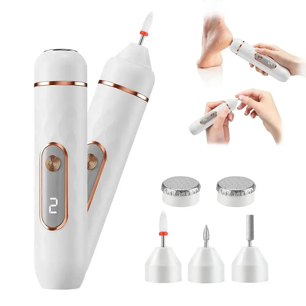 Electric Foot Nail Polisher 2 In 1 Design Dual Speed Control with 5 Replacement Head Dead Skin Callus Removal Foot Care Tool