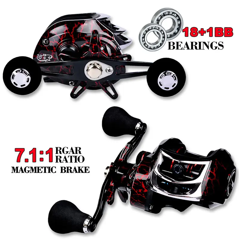 BFS Baitcasting Reel, Low Profile with Crack Texture Finish, 7.2:1 Gear Ratio for Long Casting Micro Lures, Freshwater Trout and Snakehead Angling, 7.2:1 Ratio