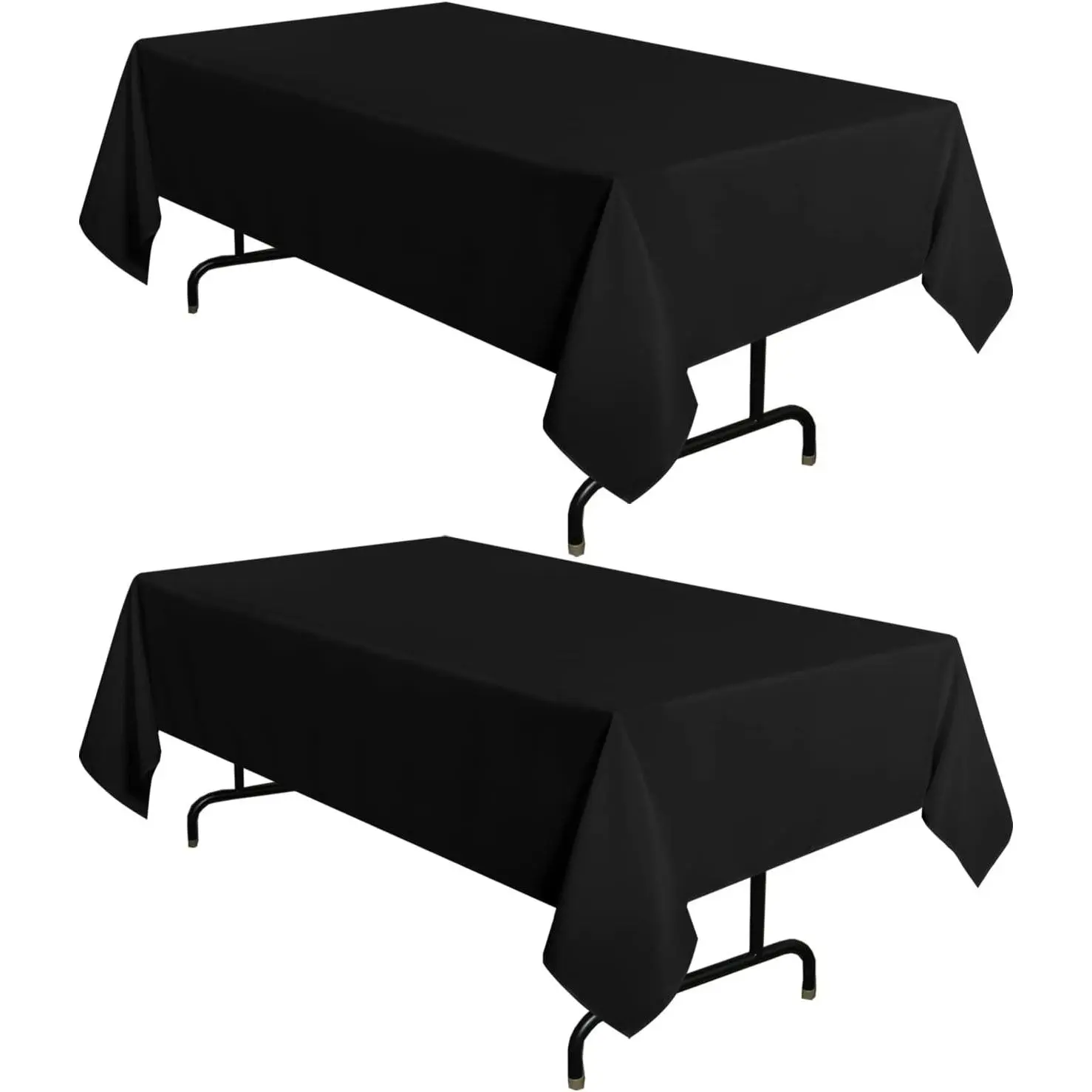 sancua 2 Pack Black Tablecloth 60 x 102 Inch, Rectangle 6 Feet Table Cloth - Stain and Wrinkle Resistant Washable Polyester Table Cover for Dining Tables, Buffet Parties and Camping