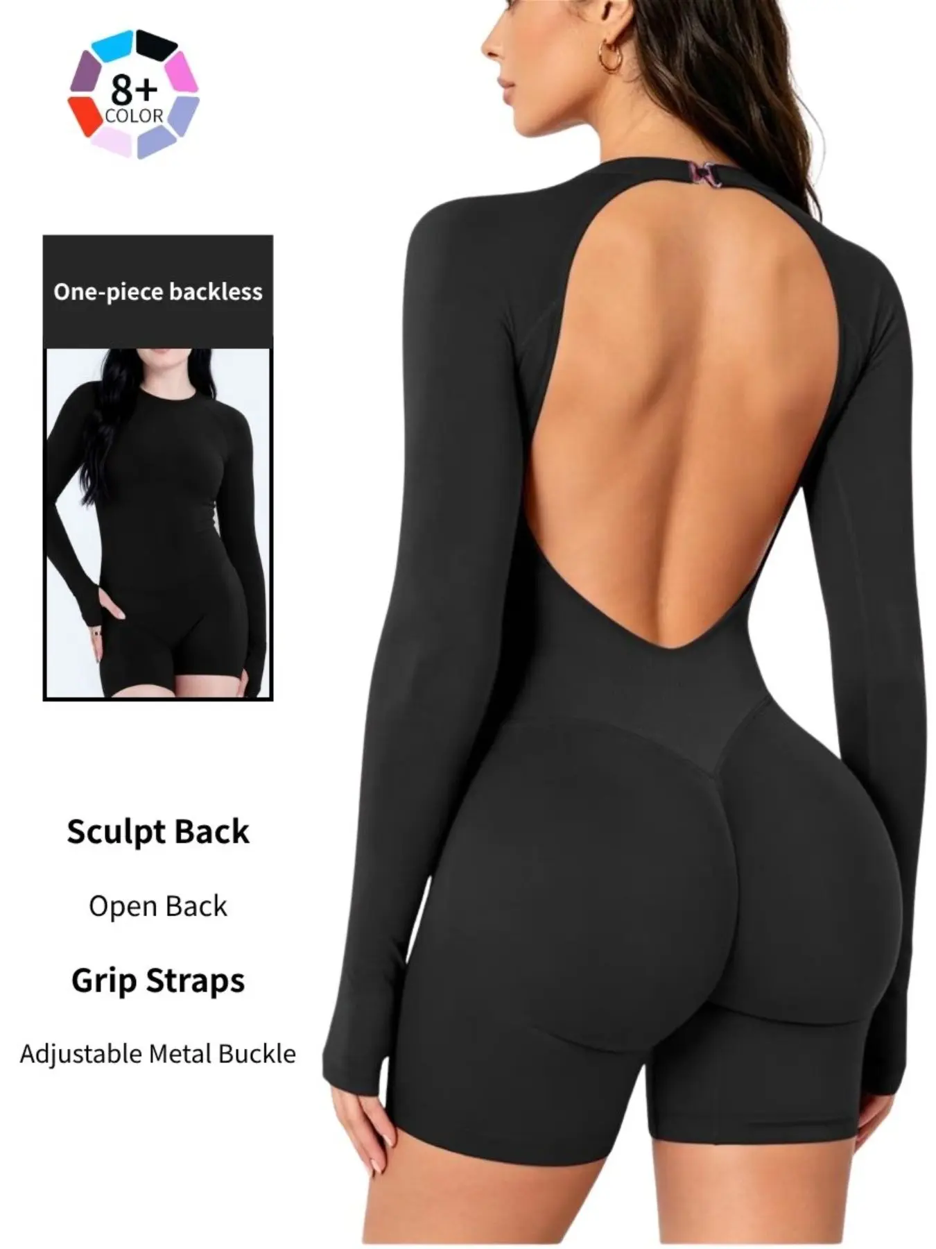 Adjustable Backless Gym Jumpsuit, Comfortable Workout Wear, Versatile Fitness, Ideal for Cross Training & Cardio Sessions