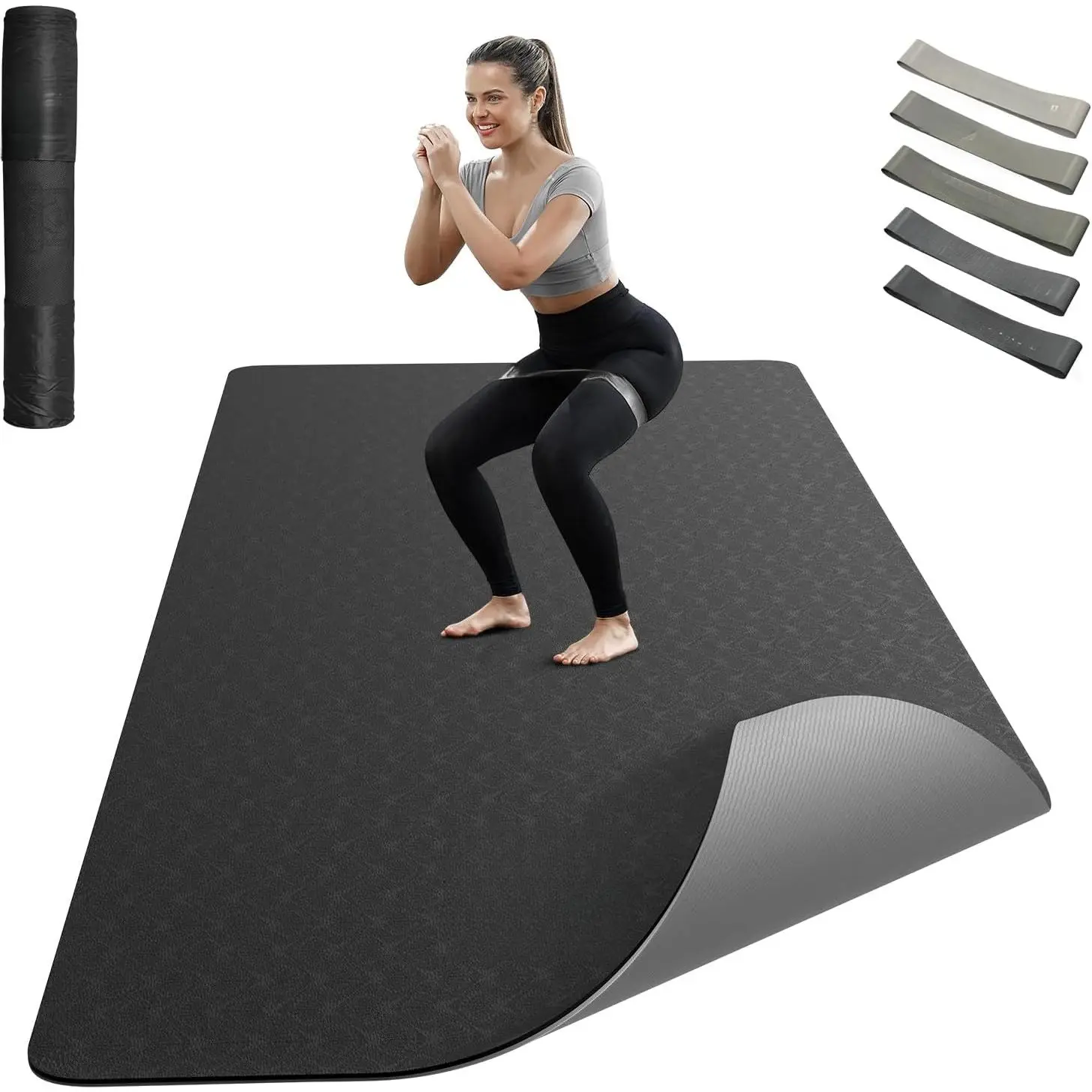 Large Yoga Mat - 72"x36"x6mm (1/4 inch), Extra Wide Non-Slip Exercise Mat for Home Workout, Yoga, Pilates & Stretching, Durable, Includes Carry Bag