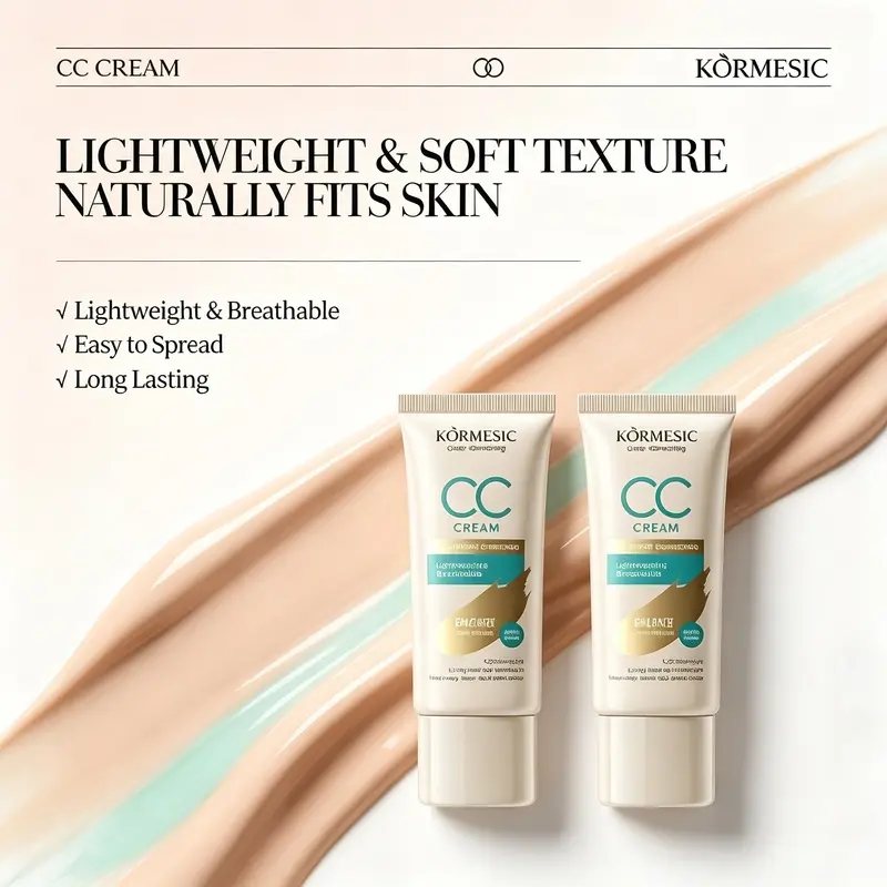 Lightweight Brightening CC Cream Color Corrector, Long Lasting Non-fade Face Makeup, Hydrating Even Tone Nude Foundation for Ladies Daily Casual Makeup