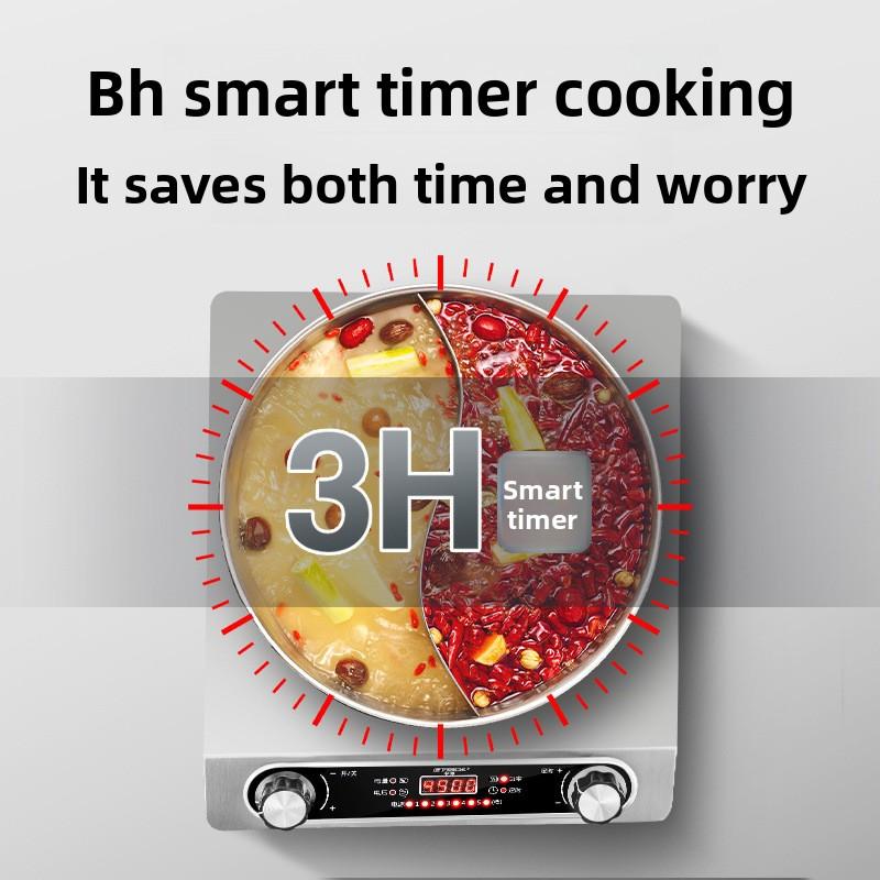 4500W Concave Electronic Induction Cooktop, Home High-Power Multifunction Kitchen Appliance with Full Wok Set for Stir-Fry, Hot Pot