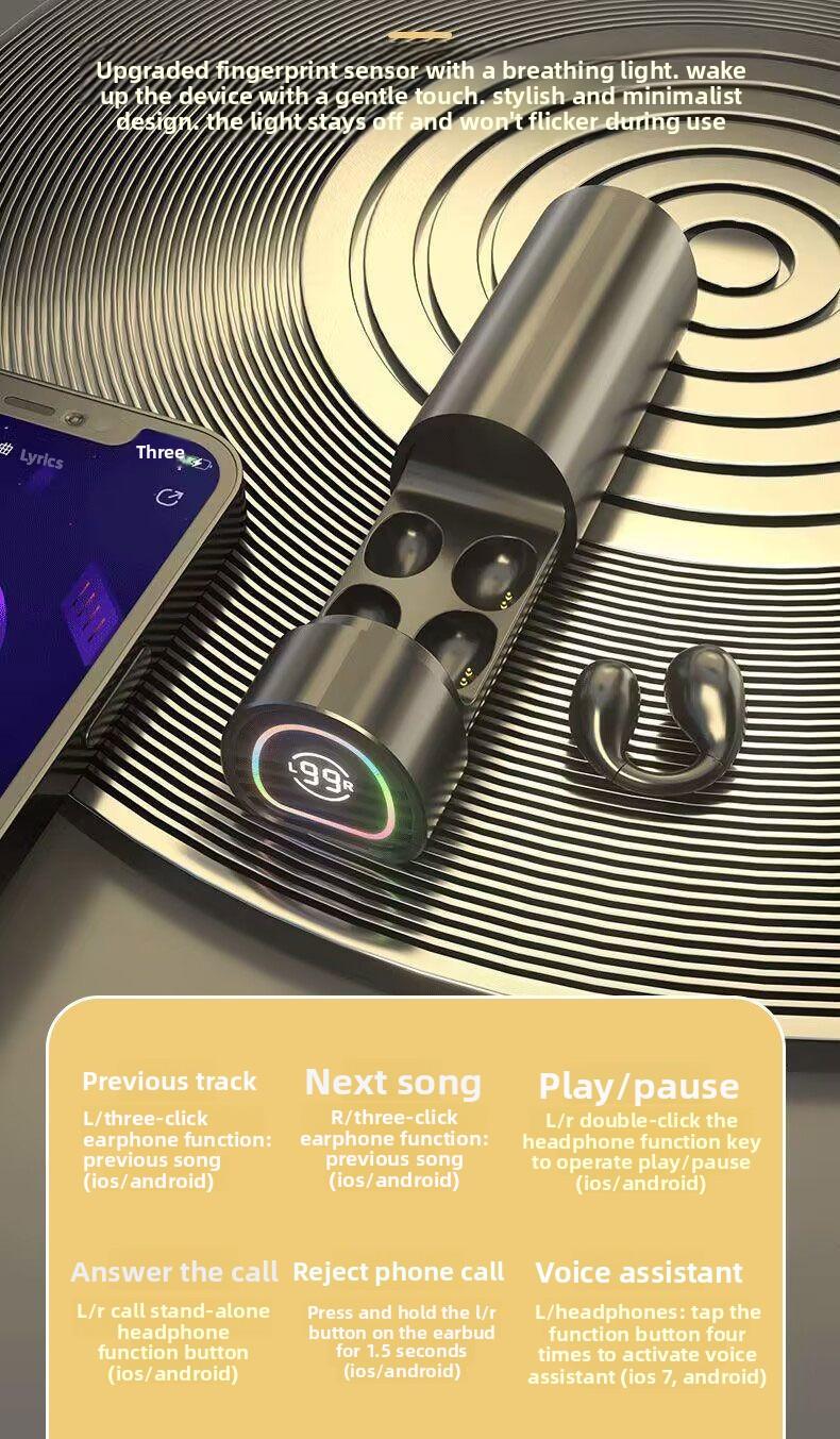 Bone conduction Bluetooth earphones with ultra-long battery life, M9 non-in-ear true wireless noise reduction, comfortable to wear for long periods, high sound quality, and waterproof