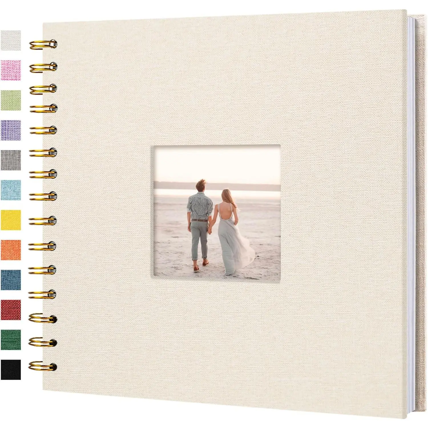 8 x 8 Inch Scrapbook Photo Album Linen Cover 20 Sheets/ 40 Pages, Hardcover Kraft White Pages Memory Book, for Travel Wedding Guest Book Christmas Baby Shower Fits 4x6 & Instant Photos, Beige