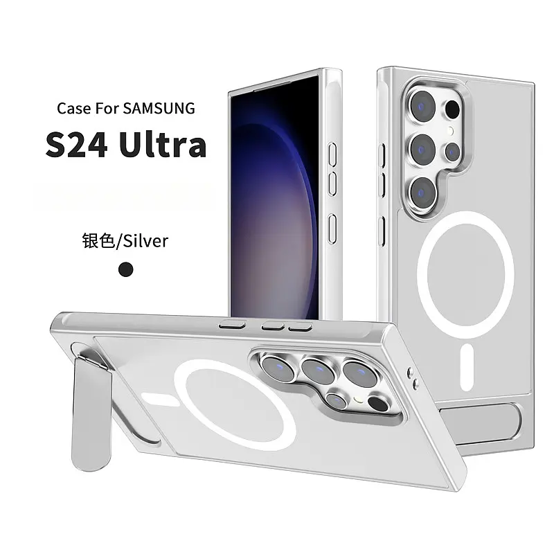 Premium Magnetic Flip Stand Phone Case for Samsung Galaxy S24 Ultra S24 Plus S23 Ultra with Matte Skin Friendly Texture Shockproof Protection and Built in Strong Magnet for Car Mount and Wallet Use