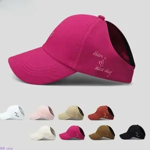 Women High Ponytail Embroidered Empty Top Baseball Cap Breathable Summer Sun Visor For Running Outdoor Sports Trendy UV Sun Protection Hat