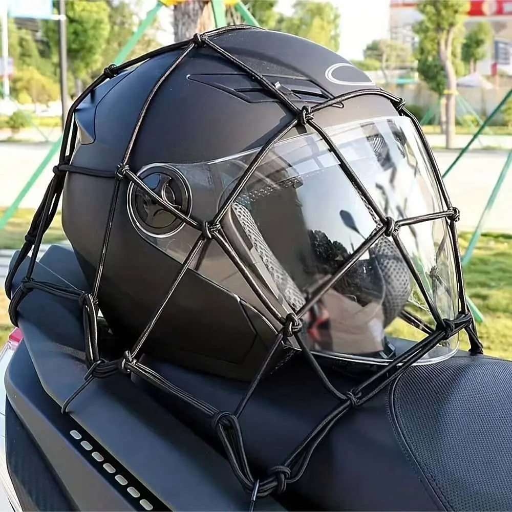 1pc/2pcs Motorcycle Elastic Cargo Net Electric Bike Helmet Mounting Net Universal Rear Seat Fuel Tank Thickened Elastic Strapping Storage Net Universal Storage Net For Motorcycles and Scooters