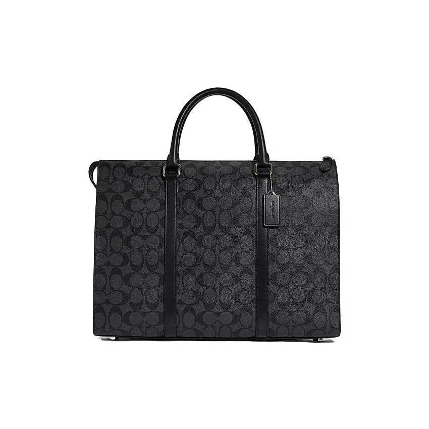 COACH Graham 40 Classic Monogram PVC Briefcase – Men’s Large Top-Zip Crossbody Shoulder Bag, Black