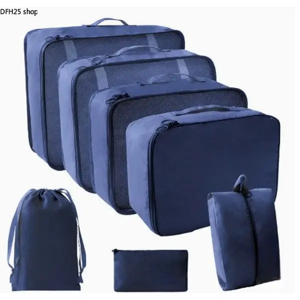 8 Piece Packing Cubes Set for Suitcase Organization, Travel Storage Bags with Shoe Bag and Laundry Pouch, Lightweight Luggage Organizer for Efficient Packing and Space Saving Travel