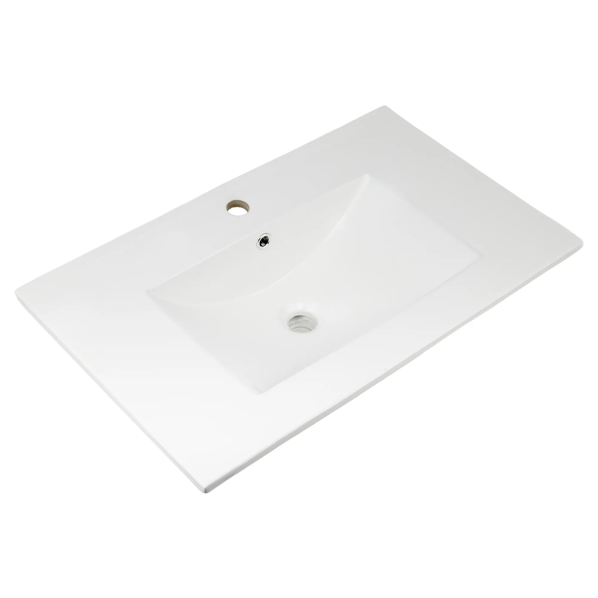 Rectangular Ceramic Bathroom basin – 30 Inch Drop-In Porcelain Vanity Basin with Overflow, Easy-Clean, Mark-Resistant, Fast Draining