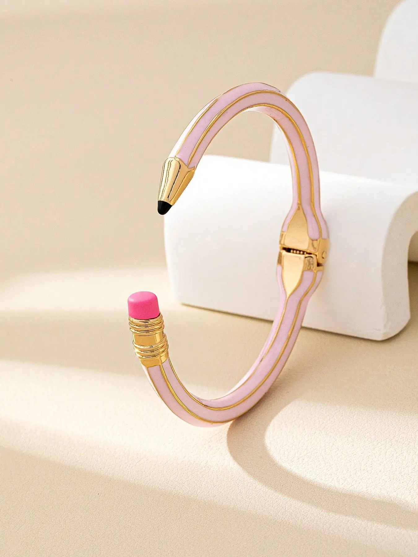 Fashionable Zinc Alloy 3D Pencil Shaped Expandable Bangle Bracelet, Perfect for Back to School, Holiday, Teacher, Student, Couple Gift