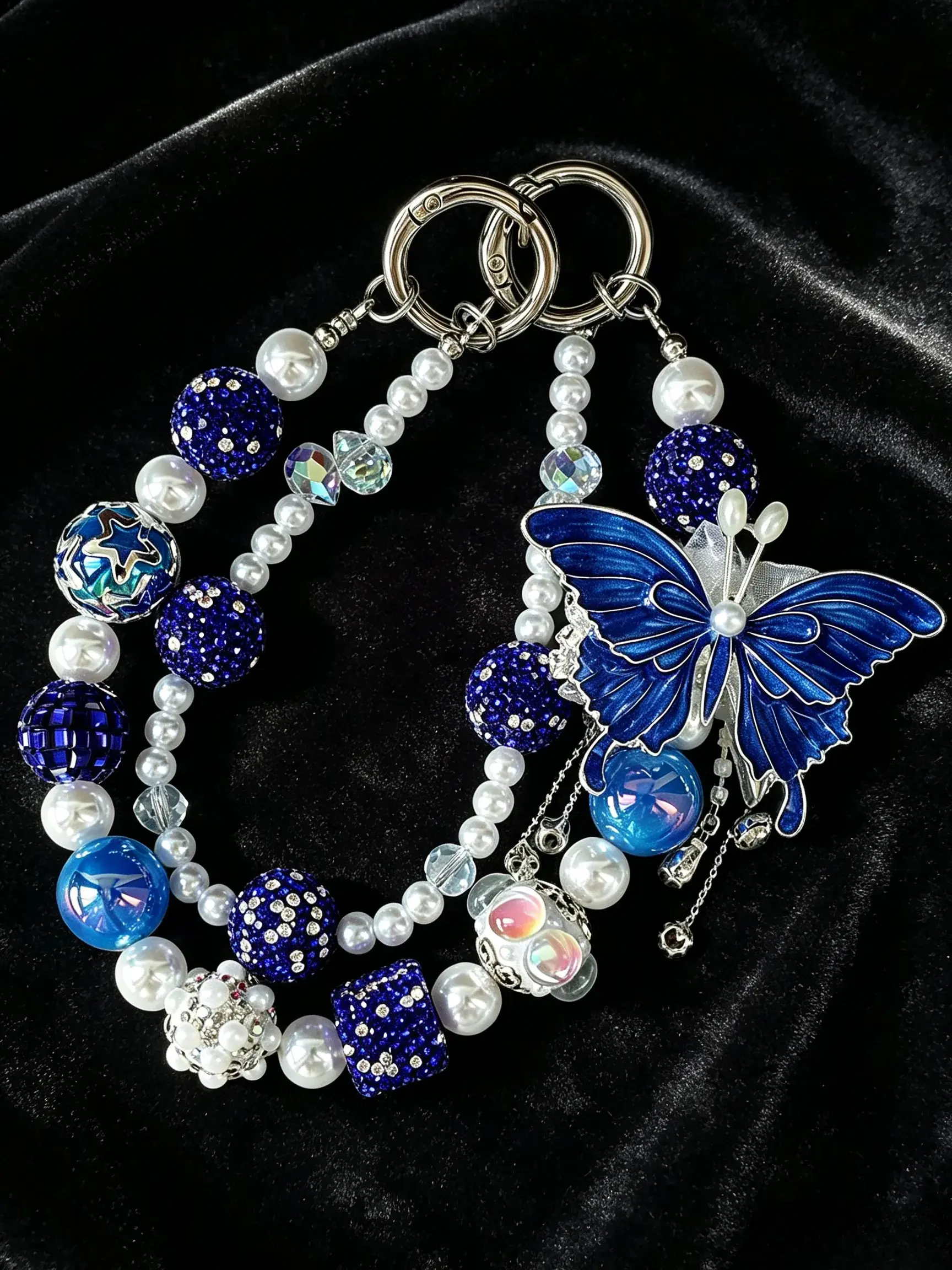 New hot-selling dazzling butterfly phone chain with heavy-duty rhinestone ball and tassel, portable lanyard wrist strap, anti-loss chain, Phone Charm, Mobile Phone Chain, Phone Accessories