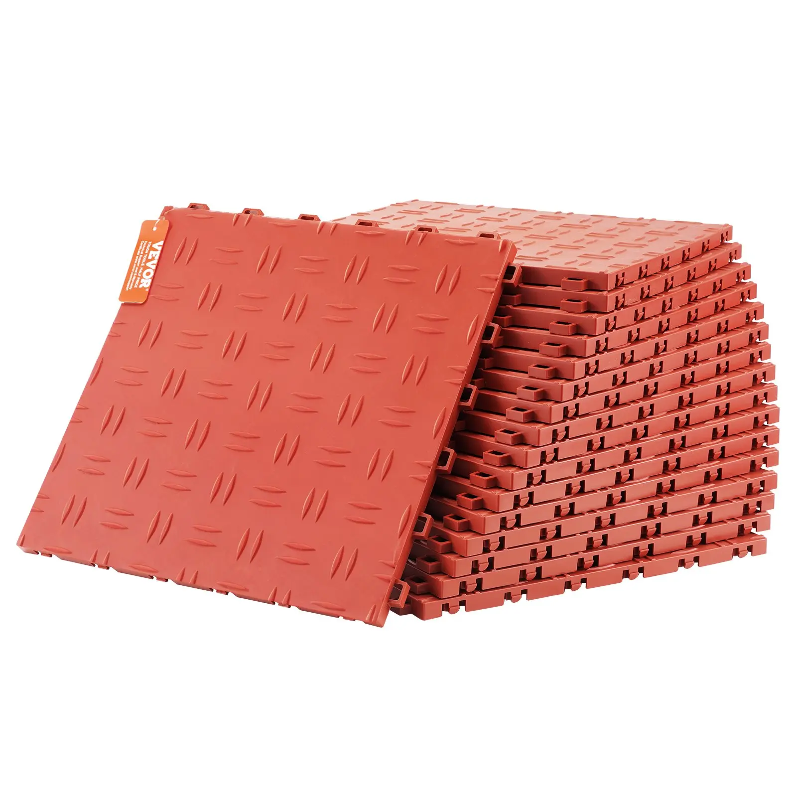 Garage Tiles Interlocking, 12x 12x 0.53 inch 25 Pack Garage Floor Covering Tiles, Non-Slip Double-Sided Texture Garage Flooring Tiles, for Garages, Basements, Repair Shops, Red
