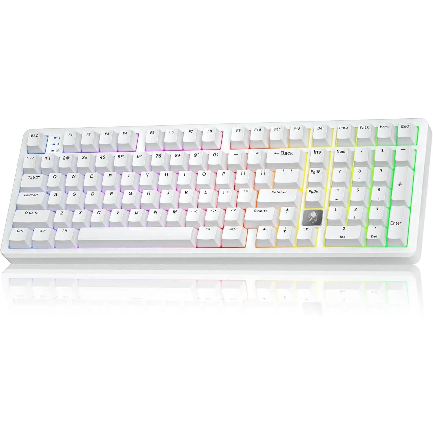 LEOBOG HI98C Pro  Mechanical Gaming Keyboard, Tri-Mode Wired/2.4G/BT5.0 Hot Swappable  Keyboards with Number Pad, RGB Backlit Gasket Mount White Custom Keyboard for PC Gaming & Office