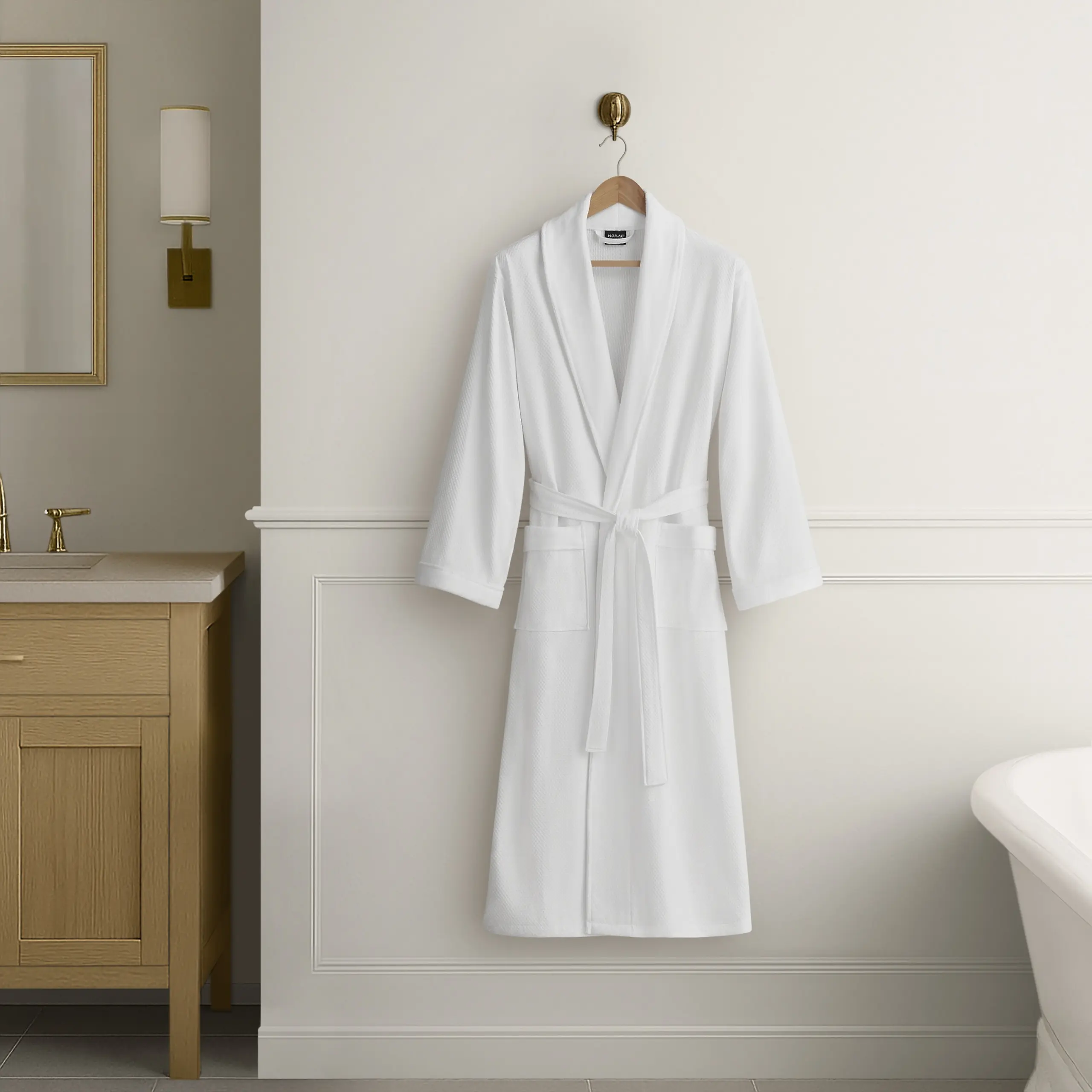 Nokaa One Size Luxury Bath Robe Plush Absorbent Spa Robe Soft Cotton Blend Terry Cloth Unisex Bathrobe for Men Women Hotel Quality for Bath Pool Sauna Home Spa Loungewear White