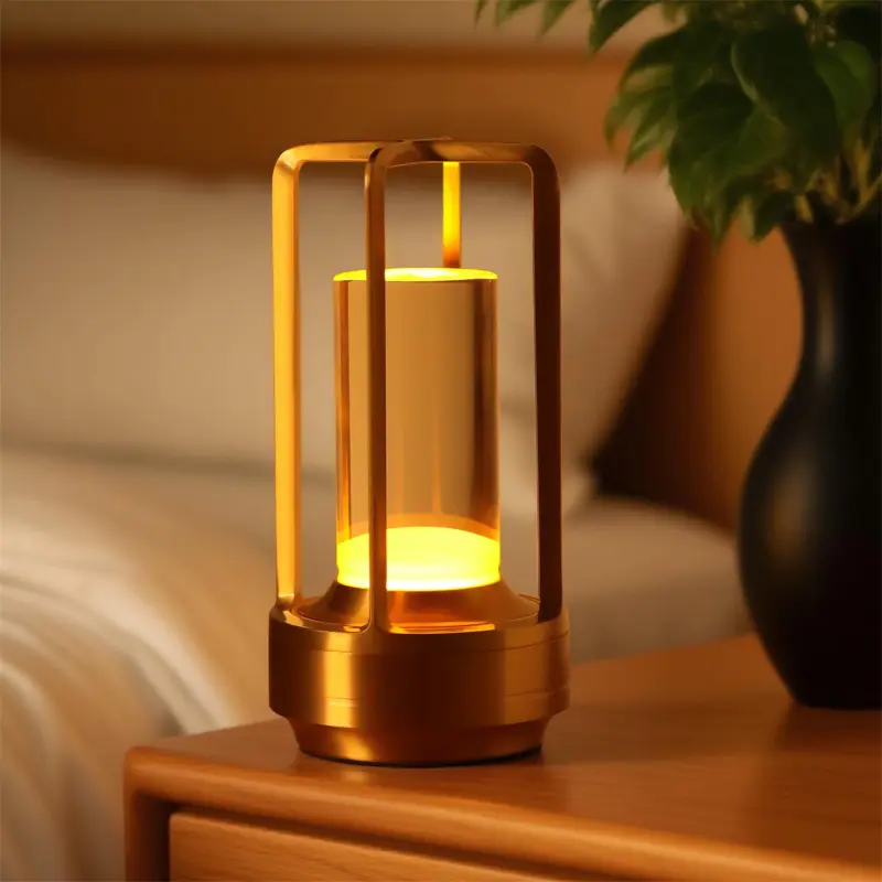 Rechargeable Table Lamp for Outdoor Indoor Portable Lamp with Colors | Cordless Table Lamps - Dimmable LED Metal Battery Operated Lantern - Small Table Lamp for Bedroom/Bar/Coffee Shop/Camping