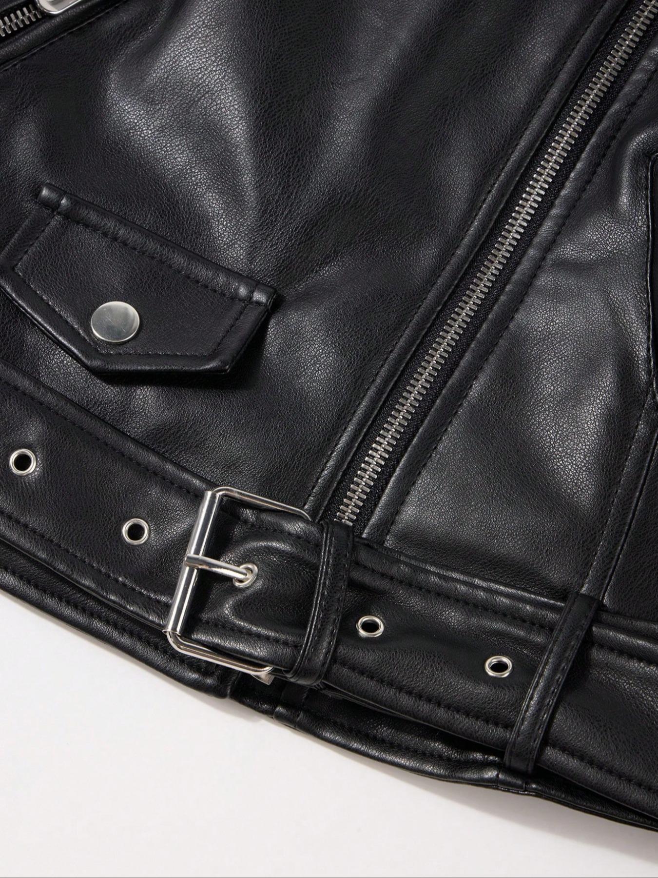 Women's Fitted PU Leather Jacket, Casual Fashion Jacket for Daily Wear, Ladies Clothes for All Seasons, Coats