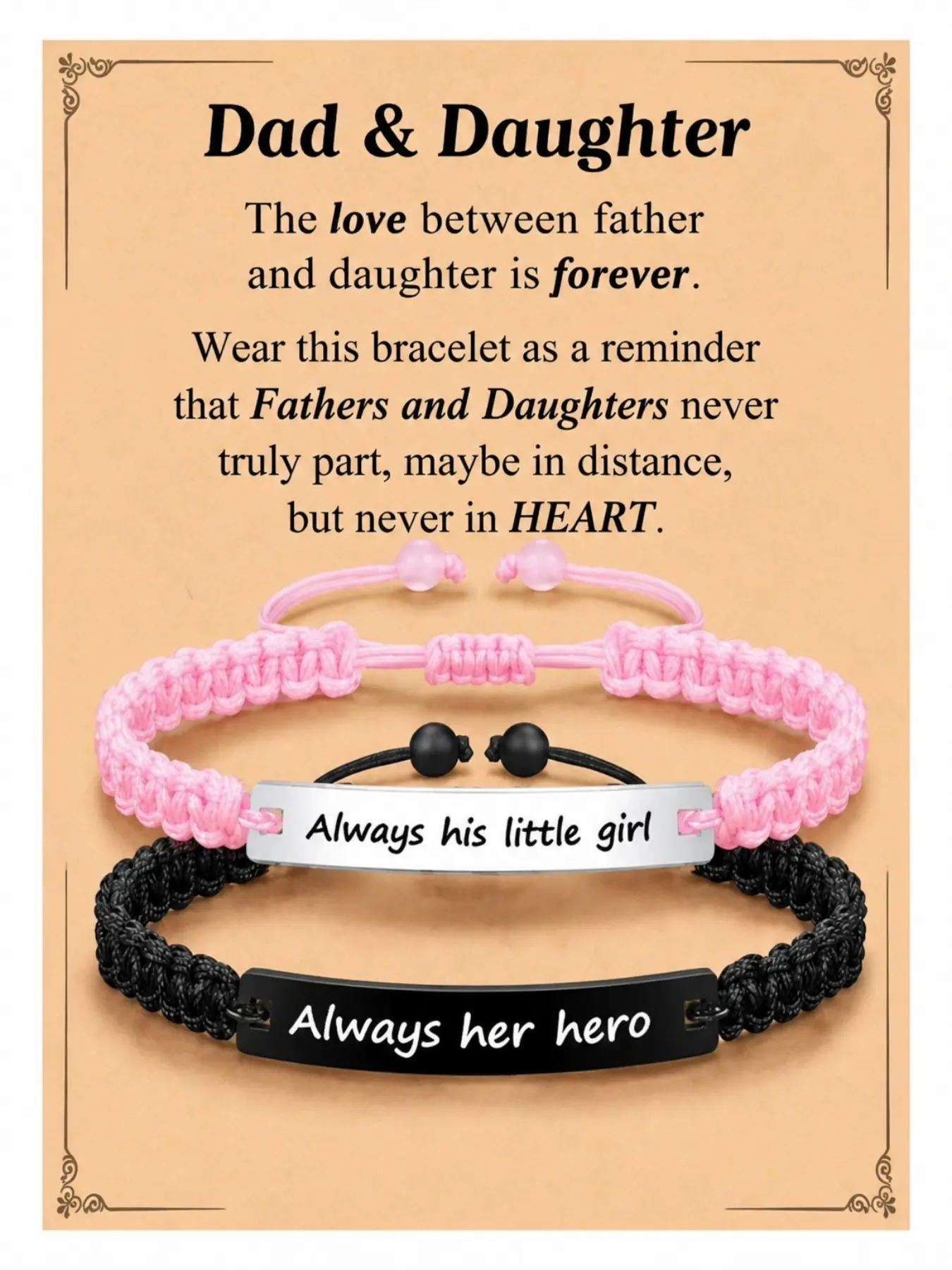 Father and Daughter Bracelet, Jewelry Gift from Daughter to Dad for Birthdays, Father's Day and Christmas
