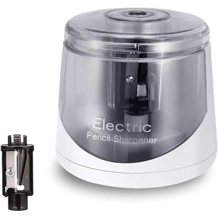 Electric Pencil Sharpener,  Operated for  Artists Adults, Automatic Sharpen for 2B/HB/Colored Pencils, Portable for Classroom (White)