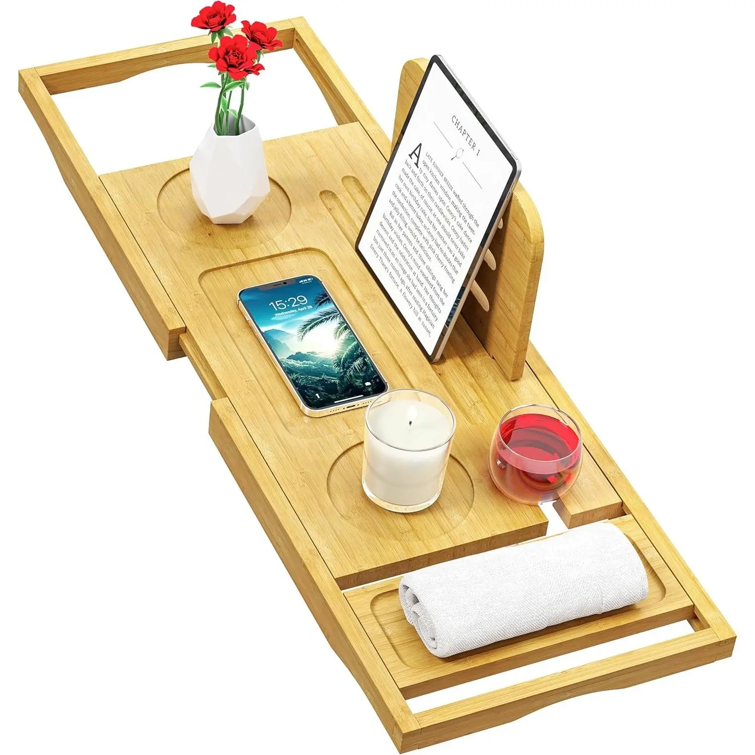 Expandable Bathtub Tray, Adjustable Size Bath Tub Tray Table Fits Most Bathtubs