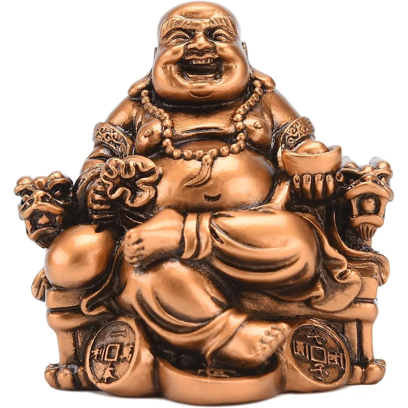 Chinese Fengshui Religious Laughing Buddha on Dragon Chair Sculpture - Modern, Environmentally Safe Synthetic Wealth Lucky Statue, Office Decor, Home Decor Collectible, Feng Shui Luck