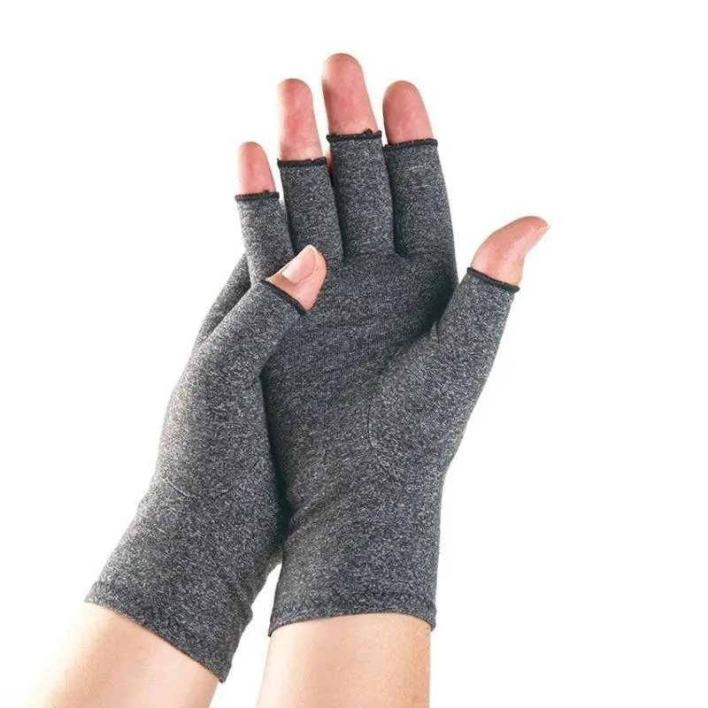 2PCS New Compression Half Finger Joint Support Gloves, Gray Spring Summer Breathable Sports Gloves for Fitness Training Cycling Gym Workout