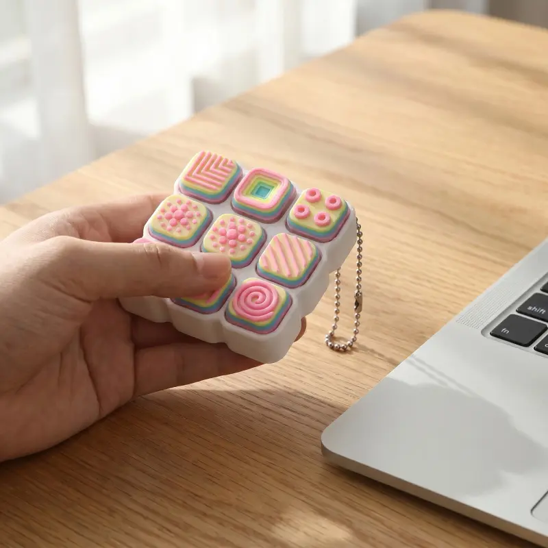 Rainbow Textured Finger Press Keychain Portable Pocket Stress Relief Desk Ornament Stress Relief Gadgets Stress Relief Accessory