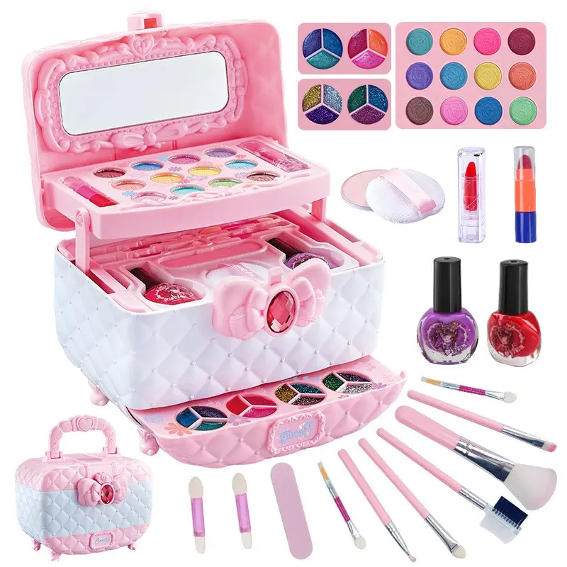 Children's Play Makeup Bag: Portable, Includes Mirror, Washable, Safe and Non-Toxic—Perfect Christmas or Birthday Gift for Girls, Daughter