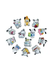 13pcs Cartoon Pochacco Shoe Accessories, PVC Material Beach Bag Sandal Watch Strap DIY Shoe Decor, Perfect for Holidays Gifts