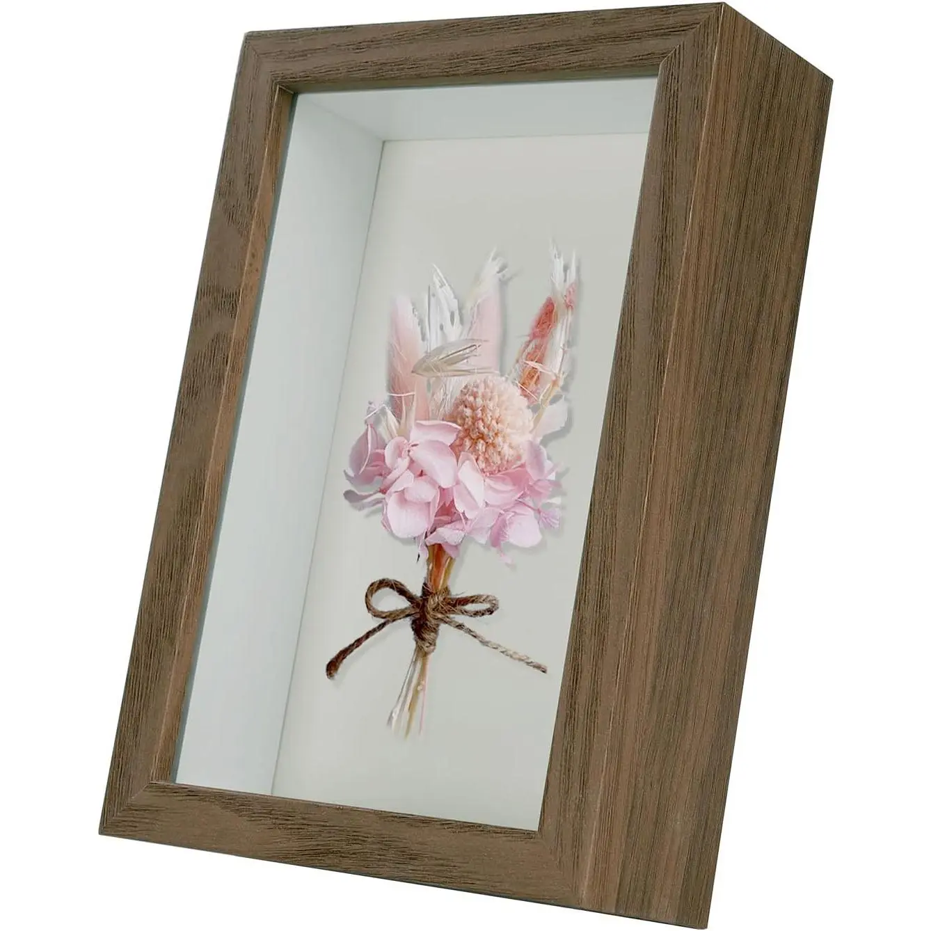 4x6 Small Walnut Color Shadow Box Frame Display Case | With Real Glass for Memorabilia,Wedding Memories,Pins,Awards,Crafts,Tickets and Photos