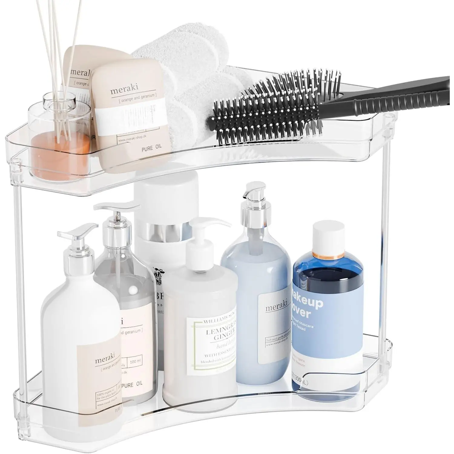 2 Tier Corner Bathroom Counter Organizer,Clear Sink Shelf,Bathroom Corner Organizer and Storage for Restroom,Vanity Countertop,Two Tier Small Sink Organizers & Rack for Makeup,Beauty Product