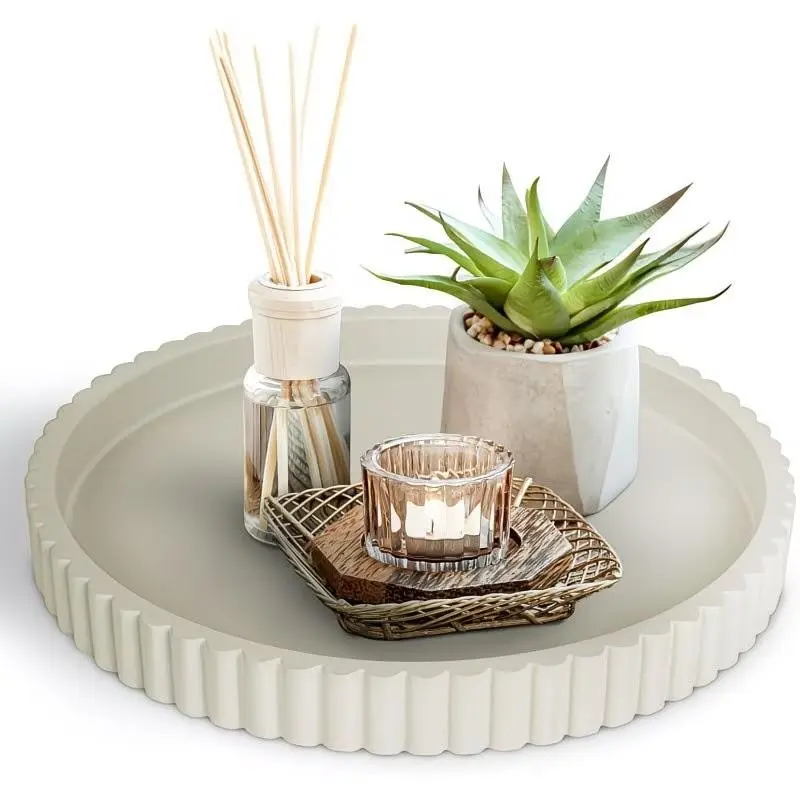 2026 Decorative Coffee Table Tray, Round Modern Wavy Centerpiece, Multi-Use Tray for Living Room, Kitchen, Bathroom, Bathroom Decoration Accessories, Christmas Gift