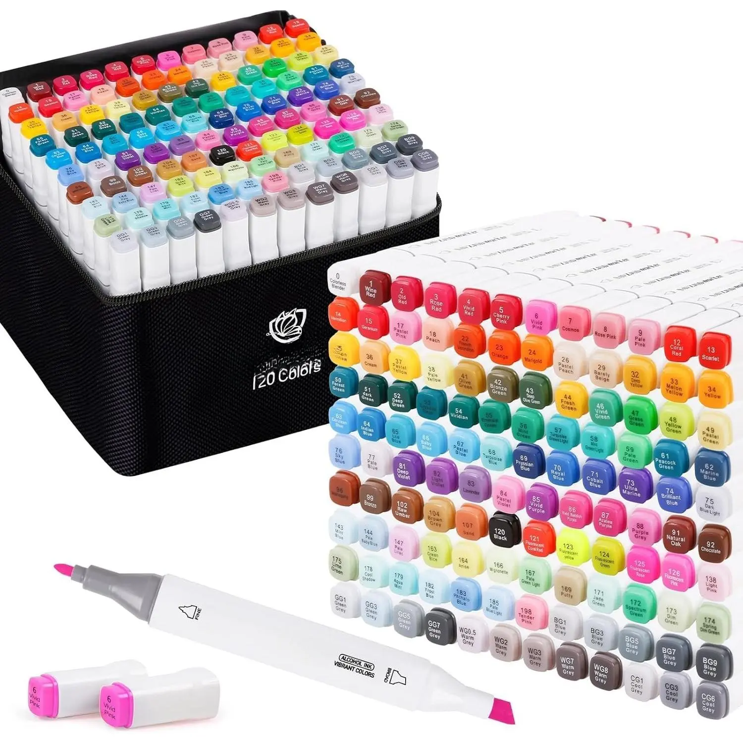 120 Colors  Markers,  Tips -Based Art Markers for Artists and Adults in Coloring, Painting (Fine & Broad