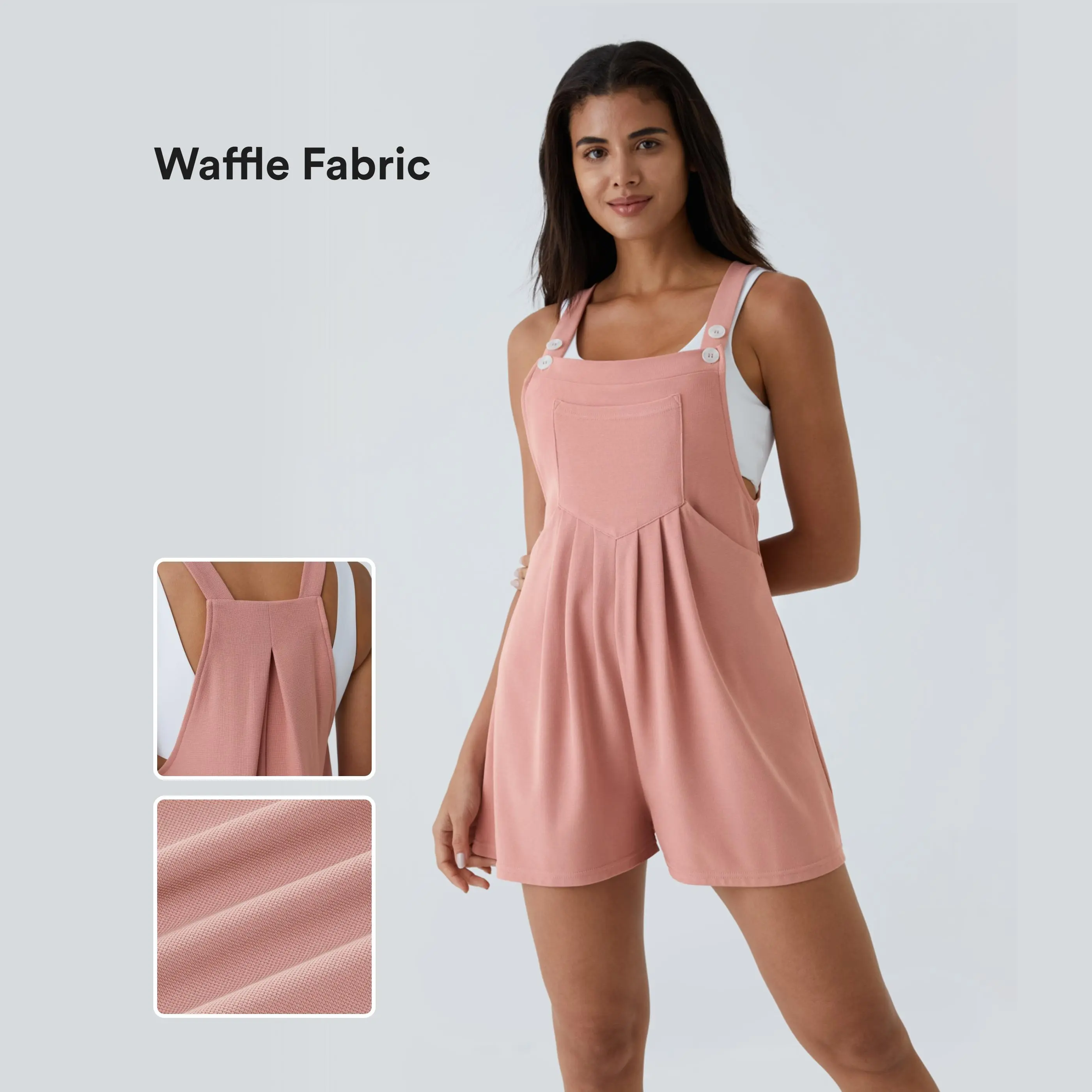 Halara Pockets Waffle Casual Short Overalls #BackToSchool