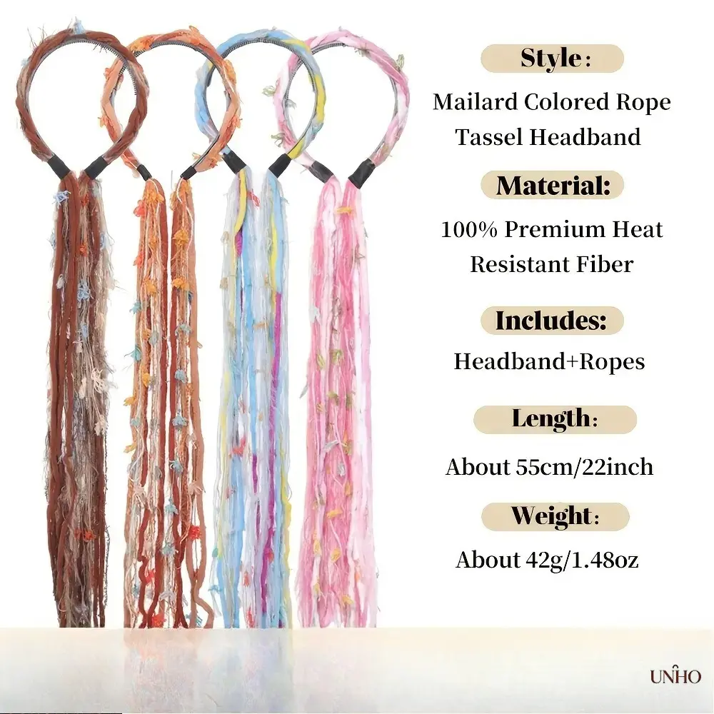 Boho Ethnic Headband For Women, Handmade Tibetan Inspired Long Tassel Hair Wrap With Colorful Woven Ribbon, Lightweight Adjustable Hair Accessory For Festival, Beach Travel And Summer Daily Outfits