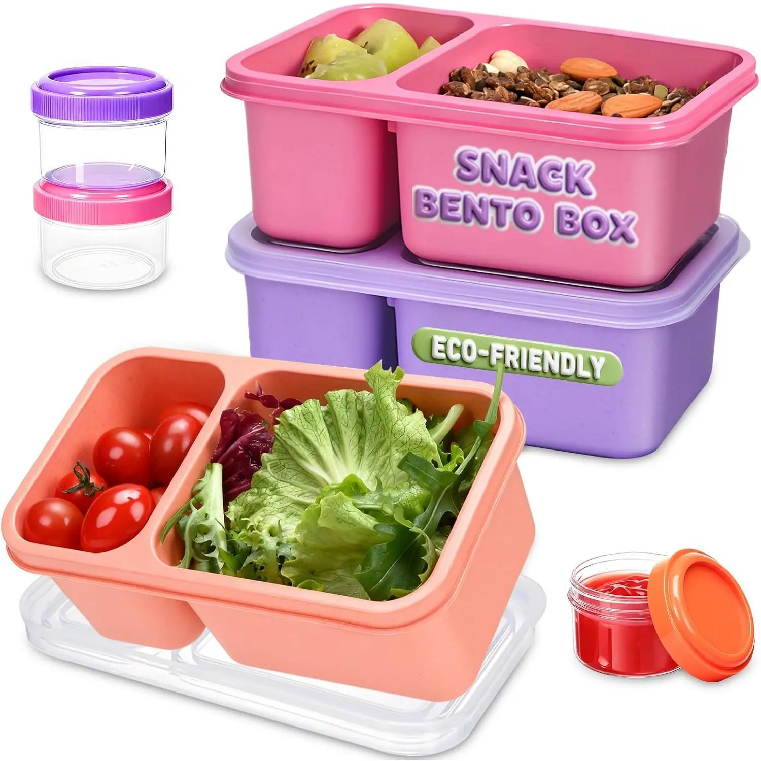 3 Pack Snackle Box Container for Meal Prep, 2 Compartment Small Reusable Lunchable Toddlers Snack Pack Box Containers with Lids for Kids Adults Leakproof (3 PCS)
