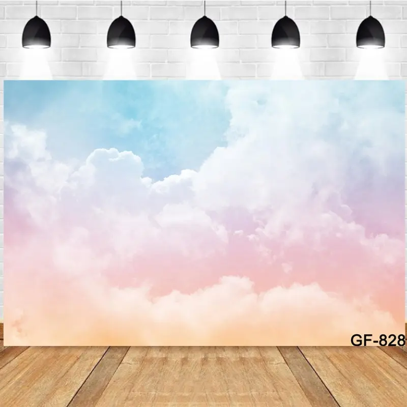 Photography Background Pink-Blue Gradient Clouds Minimalist Style Birthday Party Shooting Photo Studio Backdrop