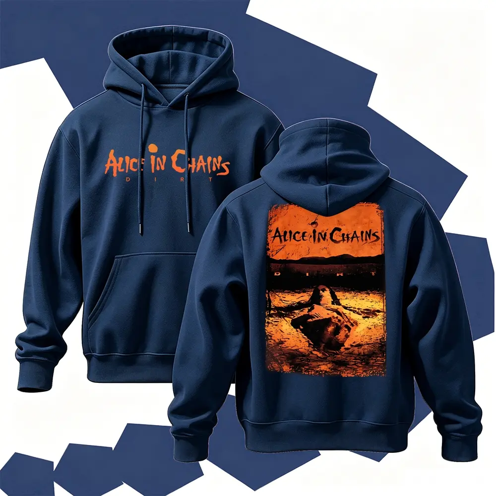 Vintage Alice In Chains Dirt Album Hoodie Double Sided Print Grunge Rock Music Graphic Pullover Metal Band Fan Casual Hooded Sweatshirt