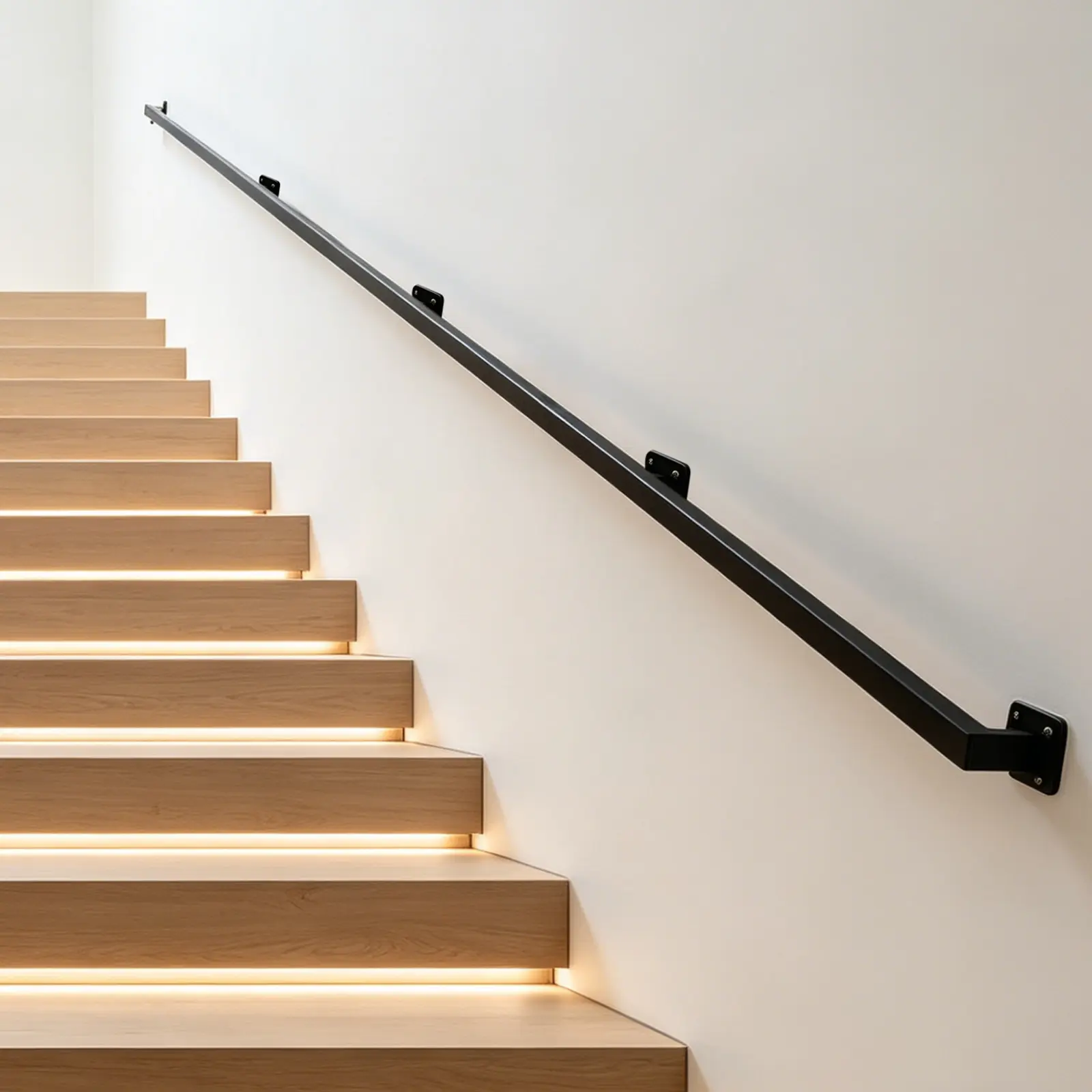 12ft or 6ft industrial handrails, wall-mounted stair handrails, indoor safety handrails, heavy-duty metal handrails, support bars for elderly, stair grip bars, modern square tube brackets, rust-proof bars, stair handrails, multifunctional support bars