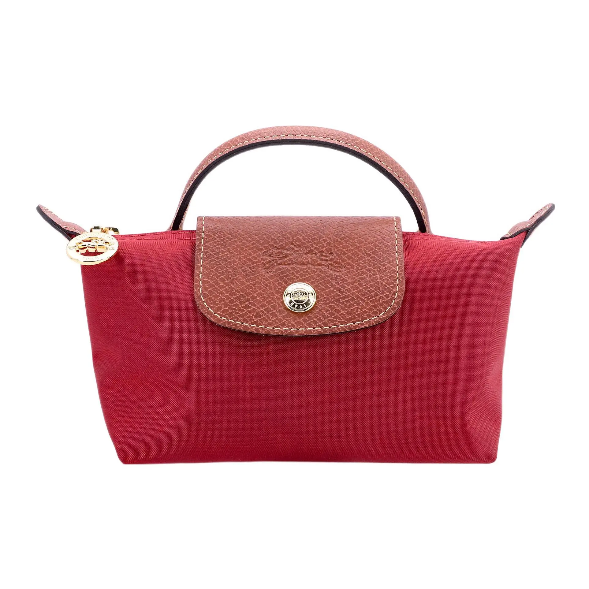 Longchamp Le Pliage 17 Foldable Handbag for Women – Recycled Canvas and Leather, Red