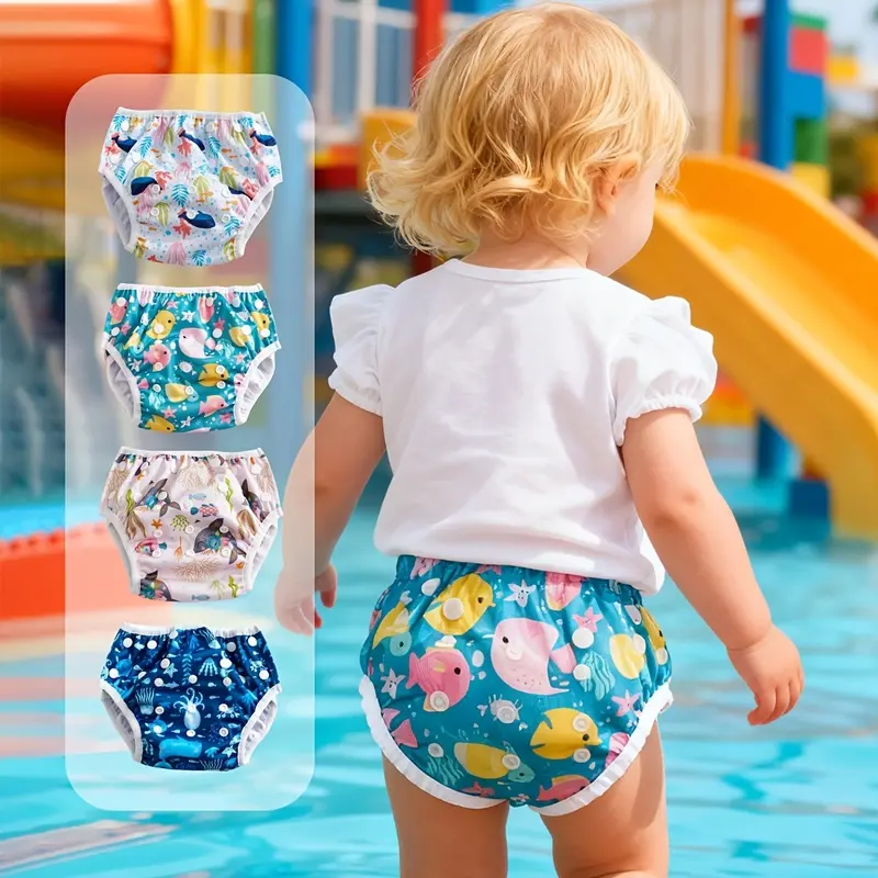 Kids' Disposable Polyester Swim Diapers - Adjustable Training Pants for Beach Use, Boys and Girls