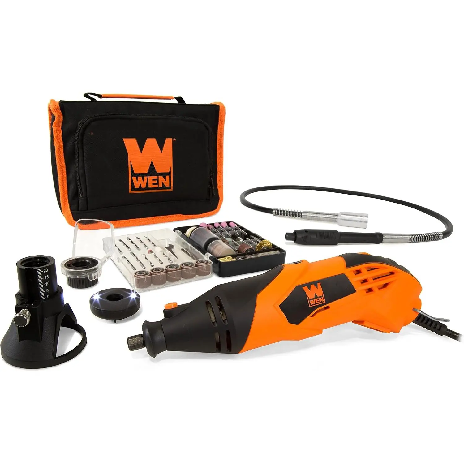 WEN 23114 1.4-Amp High-Powered Variable Speed Tool with Cutting Guide, LED, 100+ Accessories, Case and Flex Shaft