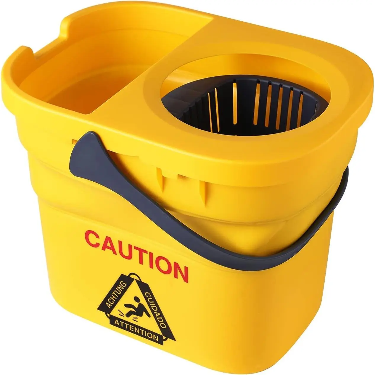 Commercial Plastic Mop Bucket with Wringer, Portable Collapsible Cleaning Bucket for Cotton Mops