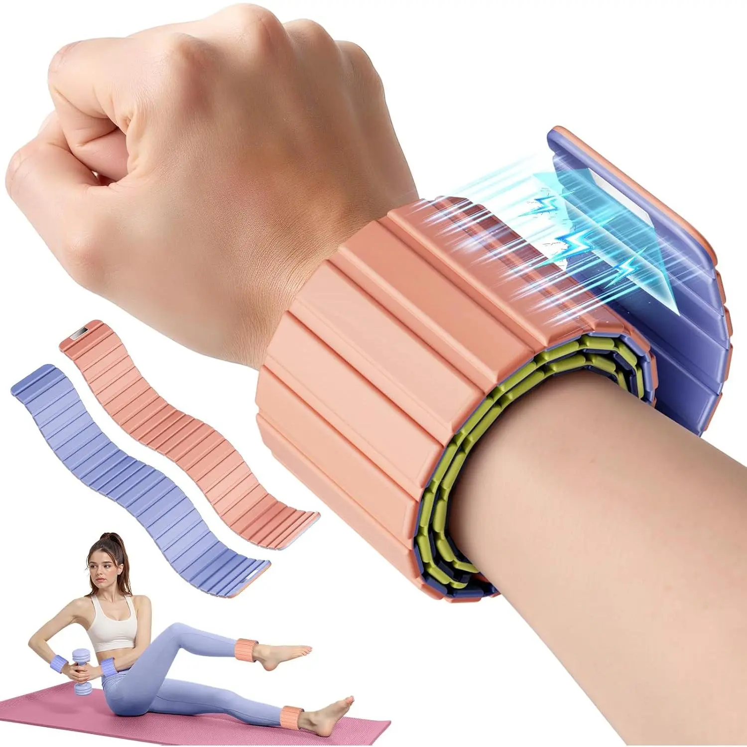 Wrist Weights, Ankle Weights for Women, 2 Pack (1.1LB Each)-Stackable ,  (), Non-Slip, Easy Wear, Adjustable (Men & Women), Ideal for Jogging/Yoga & ,