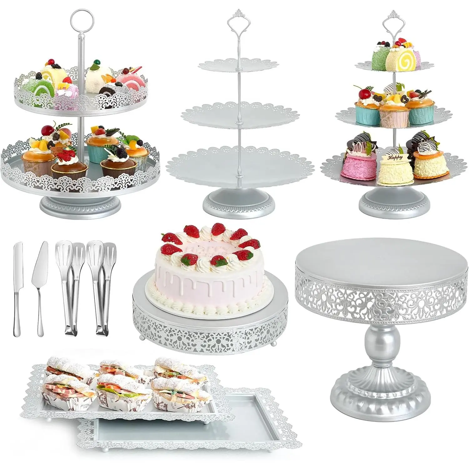 11 count  Metal Cake Stand Set, Dessert Table Display Set for Party, Cupcake Stand and Candy Table Display Sets for Wedding, Birthday Celebration