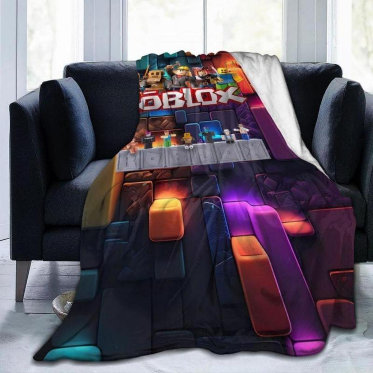 Roblox Funny Plush Flannel Blanket - Premium Flannel Material Cozy Lightweight Portable Cover for Sofa Bedroom Office Travel Camping Mother's Day Valentine's Day Birthday Christmas Gift